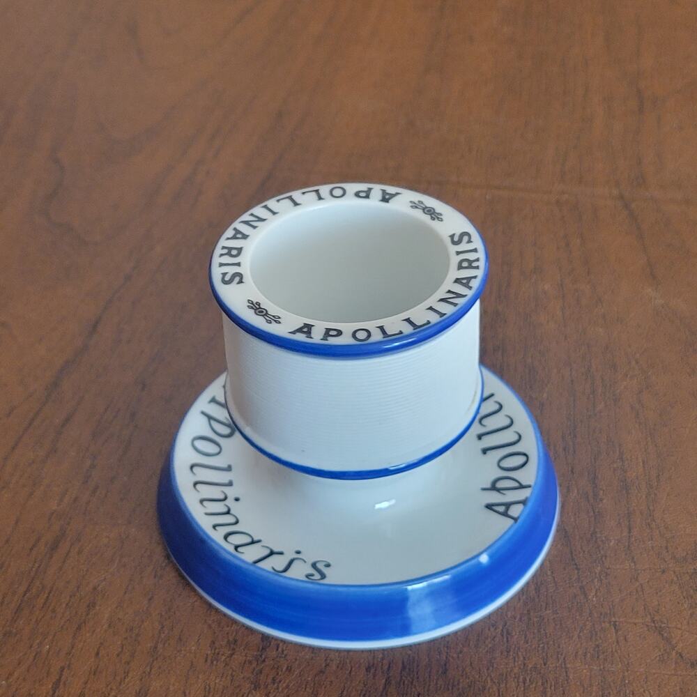 Vintage Apollinaris Ceramic Match Striker Holder, Antique Pub Advertising